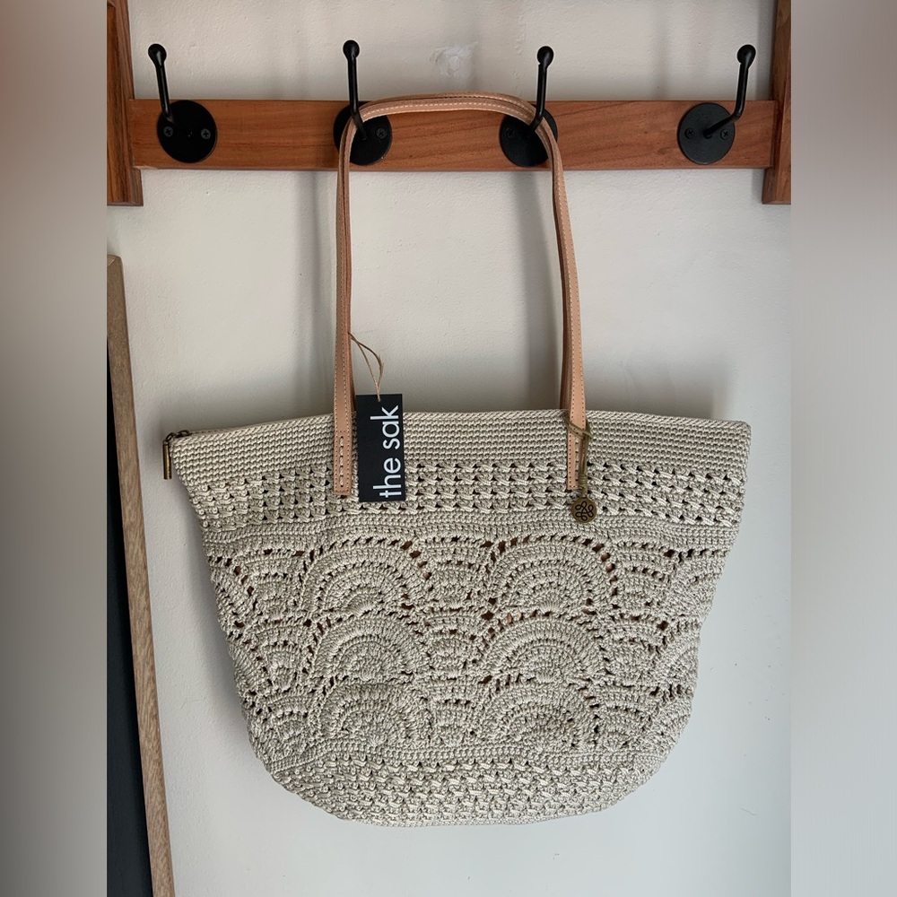 New - The Sak Faye large hand crochet tote